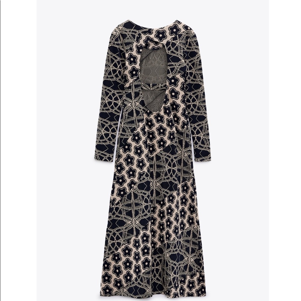 ZARA NWT LONG JACQUARD DRESS 🌸 - Picture 7 of 10